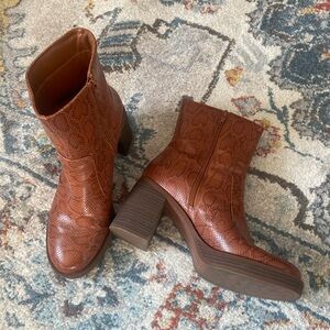 Snake Print Heeled Booties